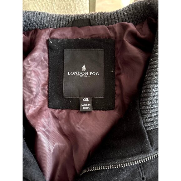 London Fog Mens Black Wool Blend Winter Coat XXL Heavyweight With Button & Zippe - Picture 3 of 8